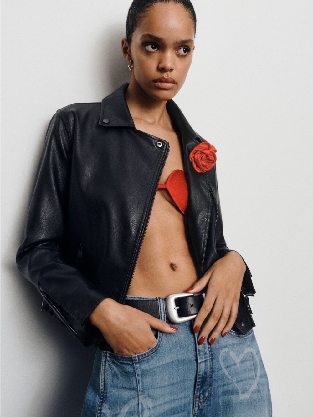 Anthropologie Saige Black Faux Leather Moto Jacket